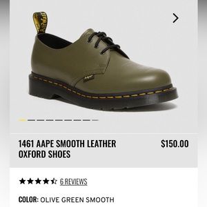 Dr Martens X AAPE 1461 SMOOTH LEATHER OXFORD SHOES - sz 10 Mens